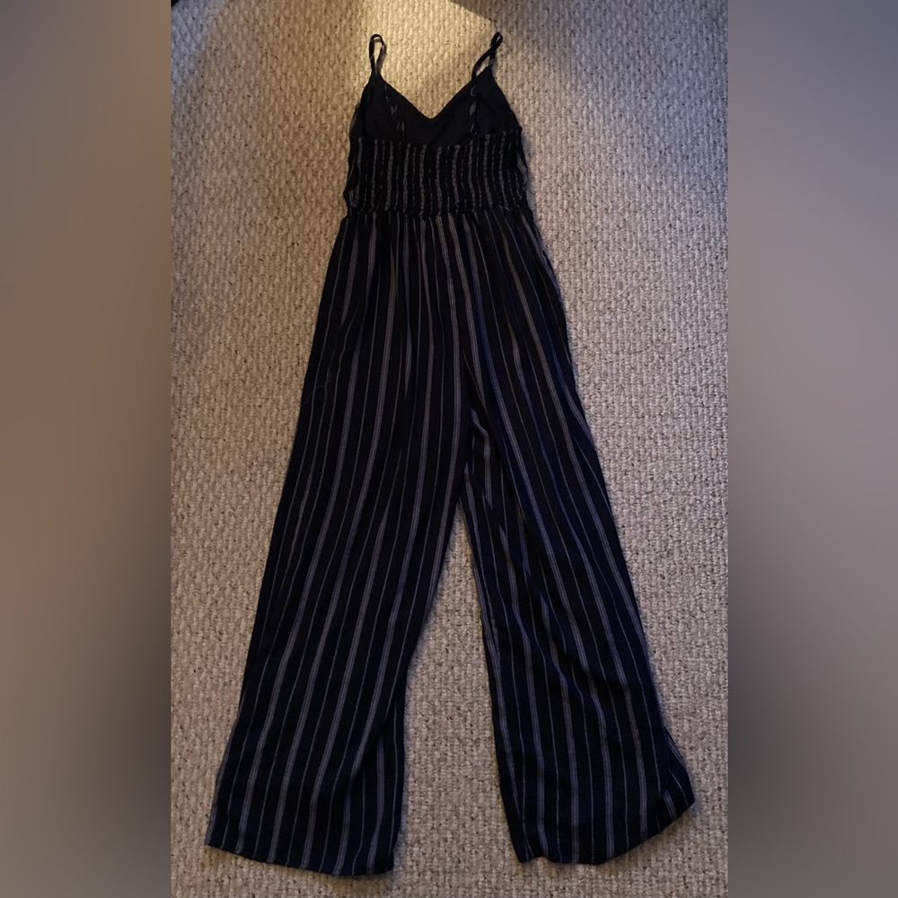 Japna Blue and White Pin-Striped Jumpsuit, Medium - Picture 4 of 6